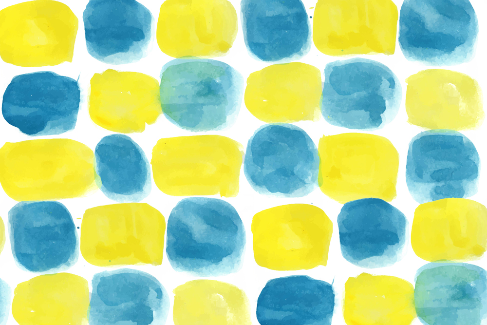 水彩のパターンイラスト(黄色と青)透過あり